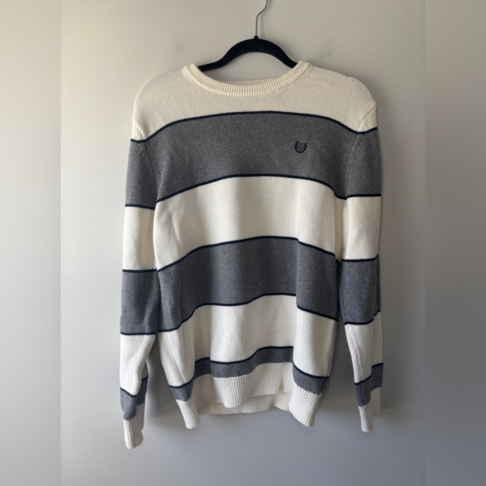 CHAPS Mens Classic Fit Cotton Striped‎ Crewneck Pullover Sweater Size Medium - Picture 3 of 10